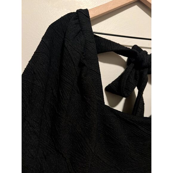 NWT Free People Violet Mini Dress Textured Puff Sleeve Black OB1140618 Medium - Picture 14 of 14